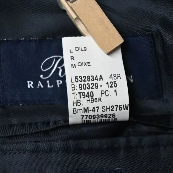 Ralph Lauren 48R Gray Plaid Flannel 100% Wool Mens Blazer Coat Suit‎ Jacket